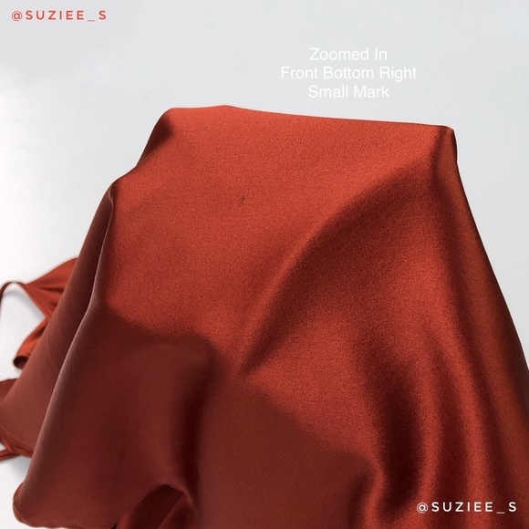 Andamane Delphina Rust Red Orange Silk Satin Slip Midi Dress Side Slit  M NWT - Picture 14 of 16